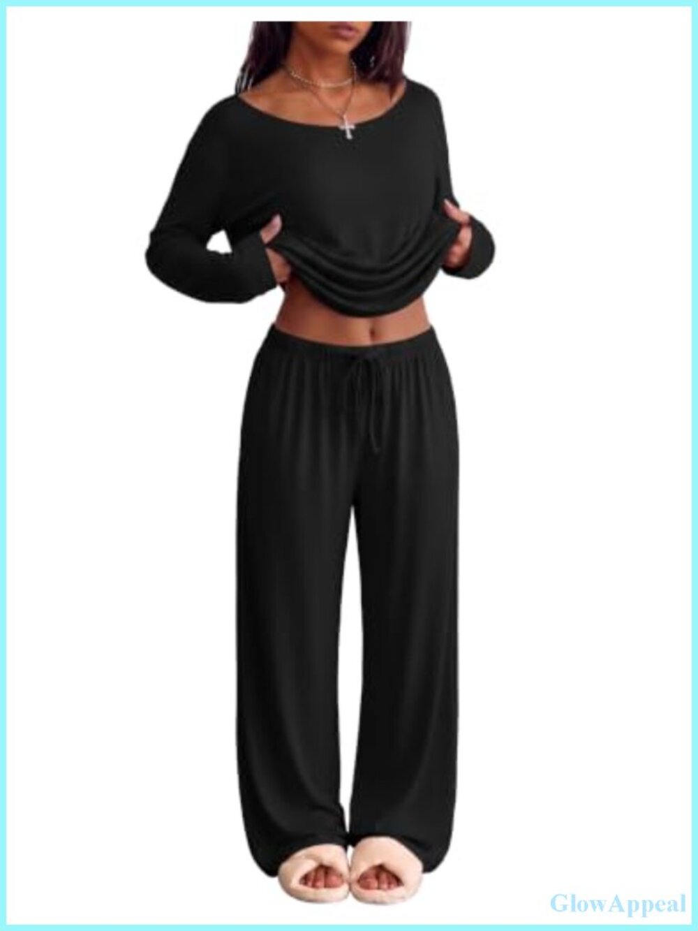 Womens 2 Piece Pajama Set Long Sleeve Lounge Sleepwear PJs